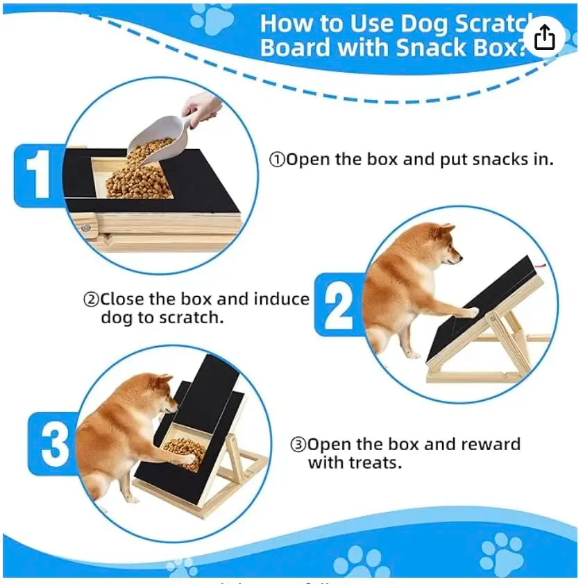 Wooden Dog Nail Scratch Board With Treat Drawer For Dogs