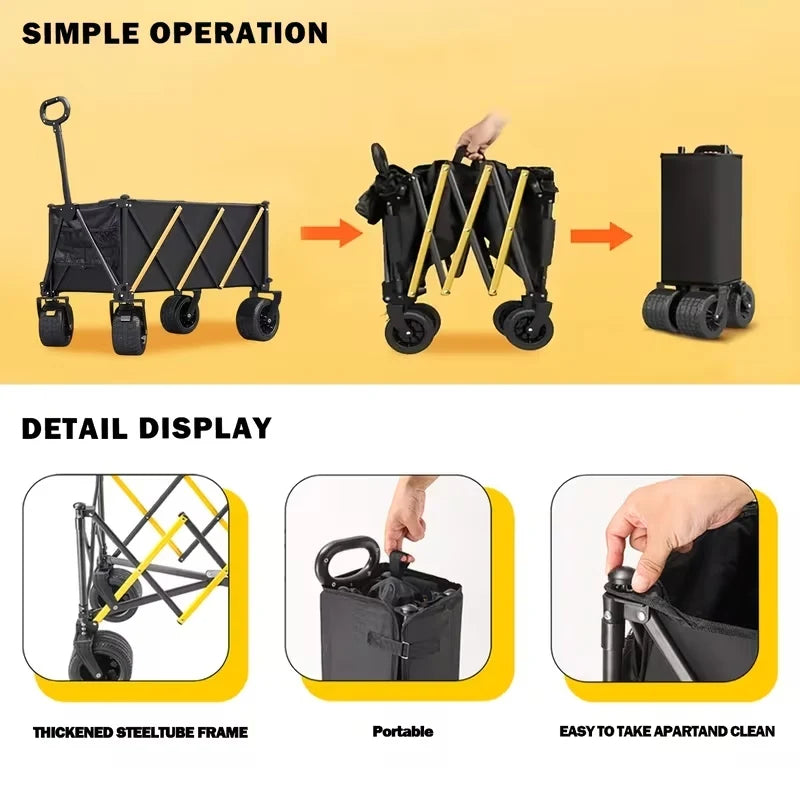 Heavy Duty Folding Utility Wagon for Camping and Outdoor Use