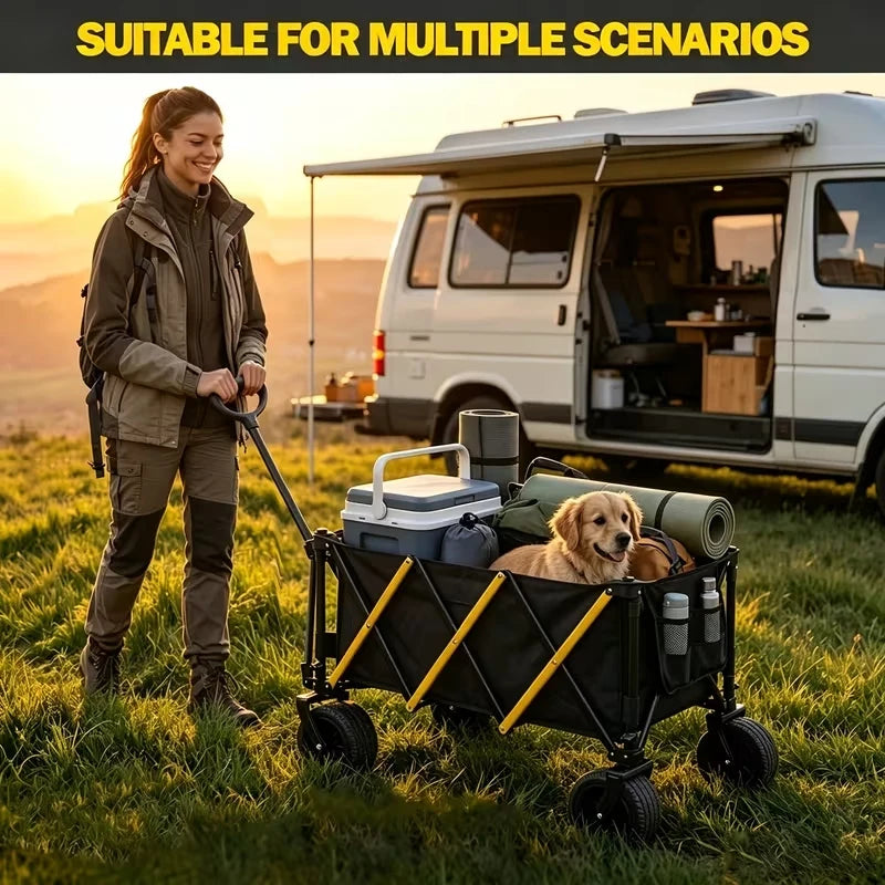 Heavy Duty Folding Utility Wagon for Camping and Outdoor Use