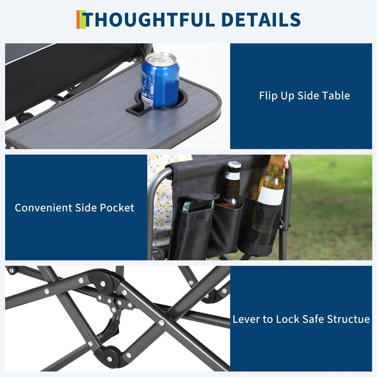 Heavy Duty Folding Directors Chair With Side Table for Camping