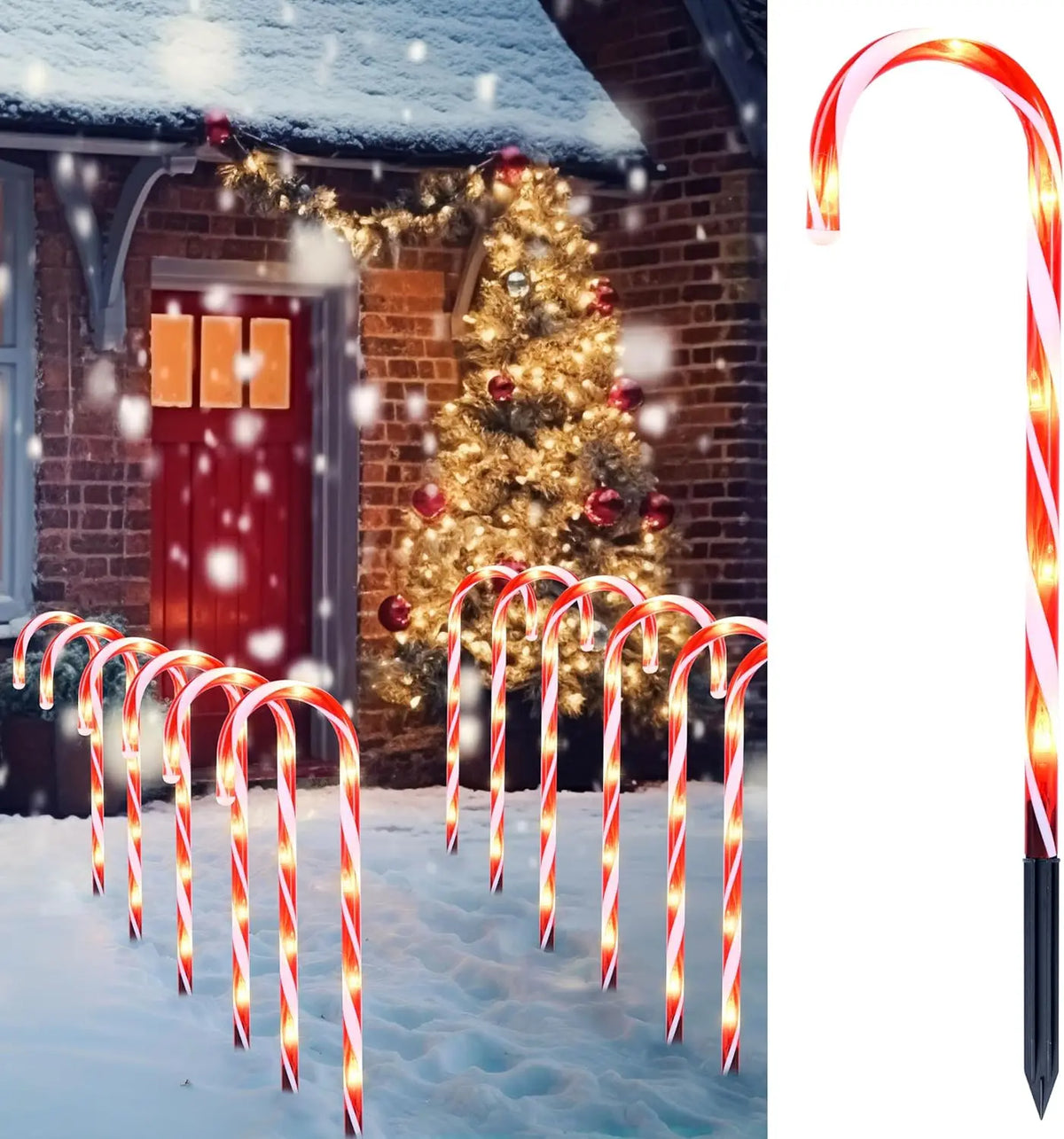 Joyfy Christmas Candy Cane Pathway Lights for Holiday Decorations