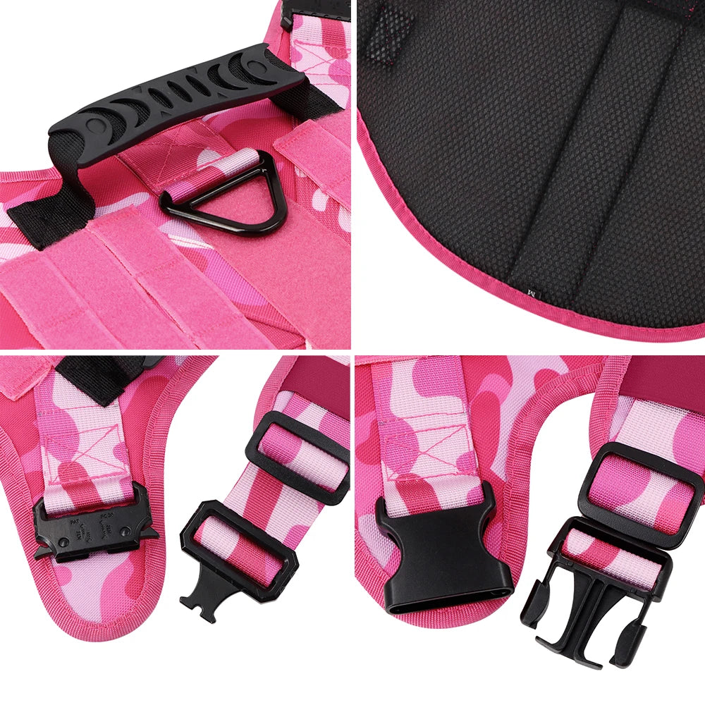 Adjustable Padded Tactical Dog Harness With Quick Release Buckle