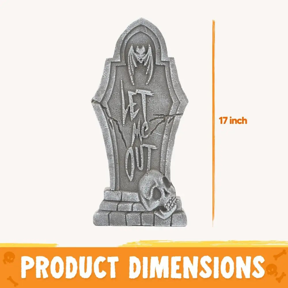 Halloween Foam Tombstone Decorations with Metal Stakes for Outdoor Yard Decor