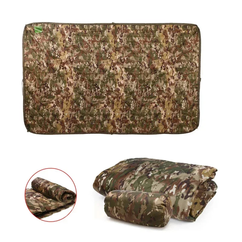 Tactical Camouflage Poncho Liner Water Repellent Quilted Outdoor Blanket