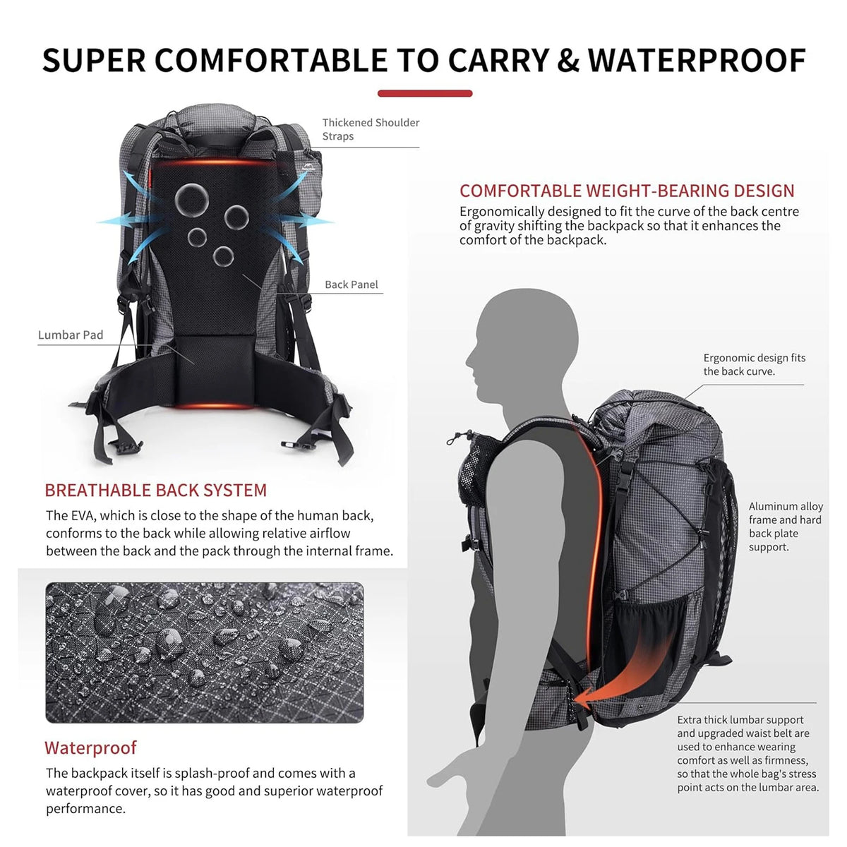 Naturehike Waterproof Hiking Backpack With Rain Cover For Outdoor Adventures