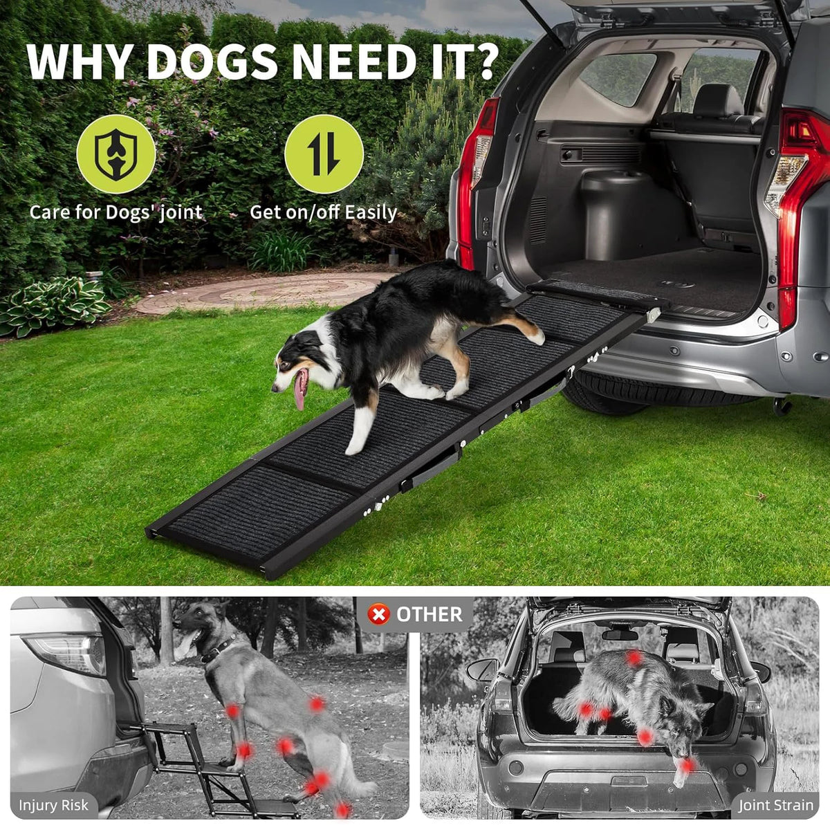 HiMISS Folding Portable Non Slip Car Ramp for Pets
