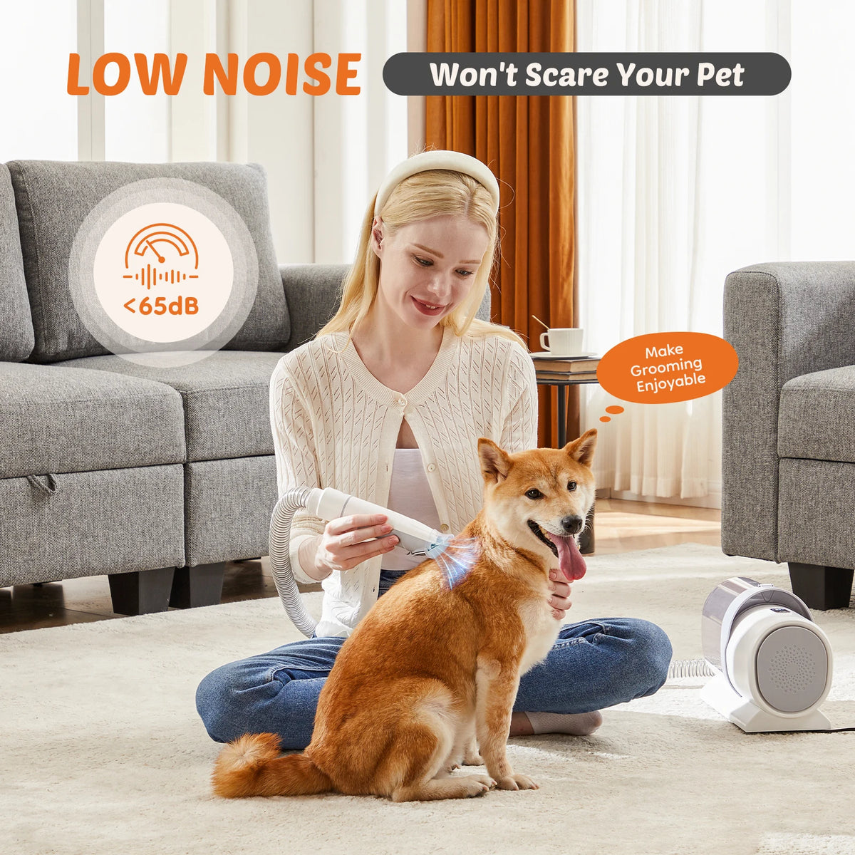 Professional Pet Grooming Vacuum Kit With Low Noise Clippers For Cats
