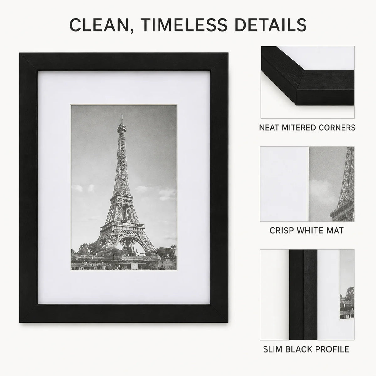 Eiffel Tower Picture Frame Black Art Decor with White Mat Eiffel Tower Wall Art for Home Living Room Best 2026