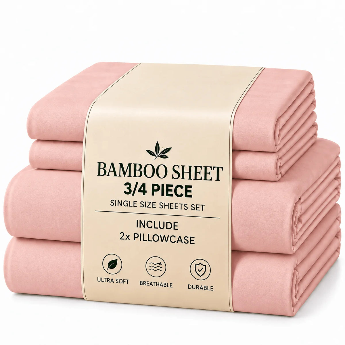 3/4pcs Bamboo Sheet Set, Twin/Full/Queen/King Size, Ultra Soft Breathable Hotel Style Bedding, 15 Inch Deep Pocket Fitted Sheet, Wrinkle Resistant & Machine Washable Bed Sheets
