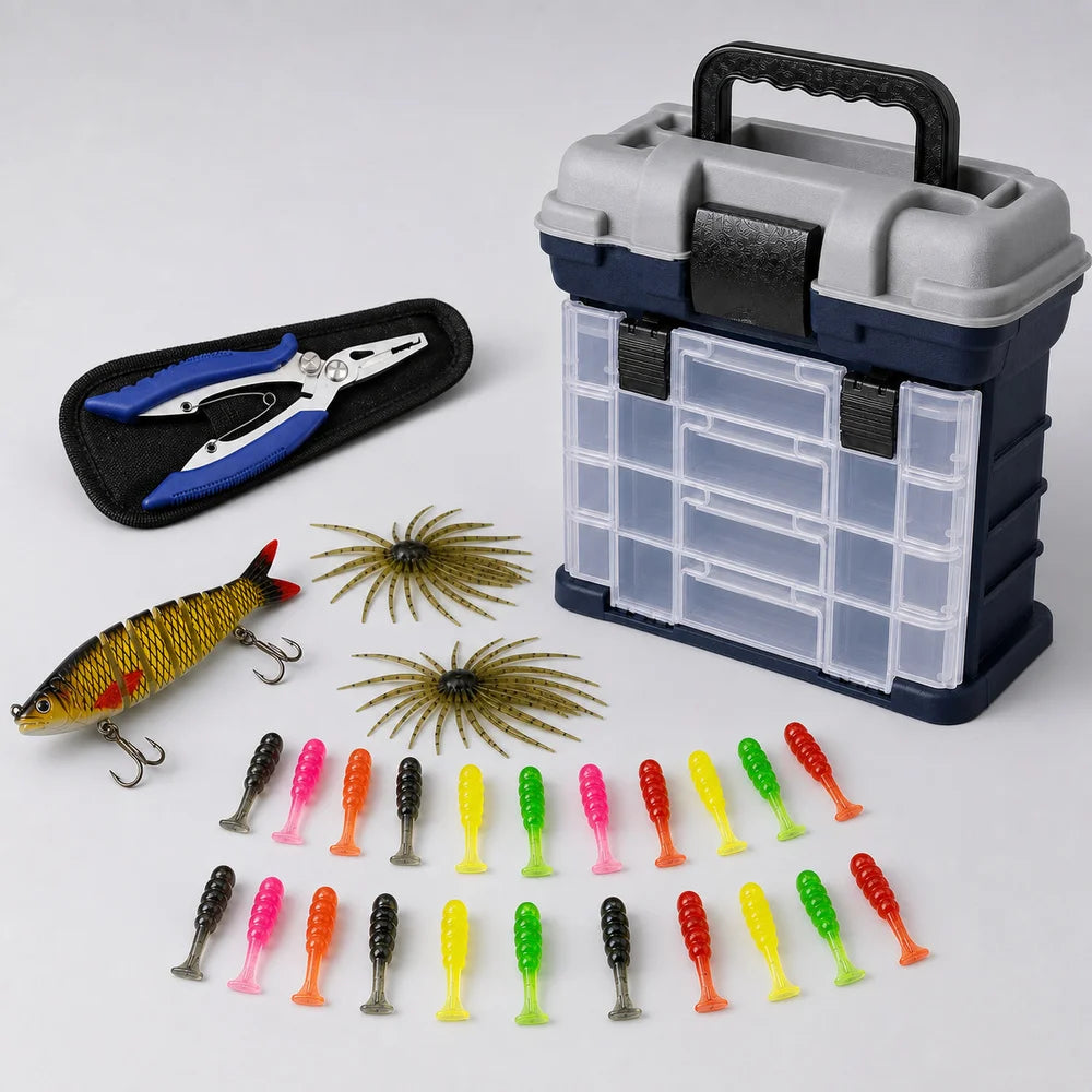 Zoe Fishing Tackle Box Kit with Pliers and Fishing Lures