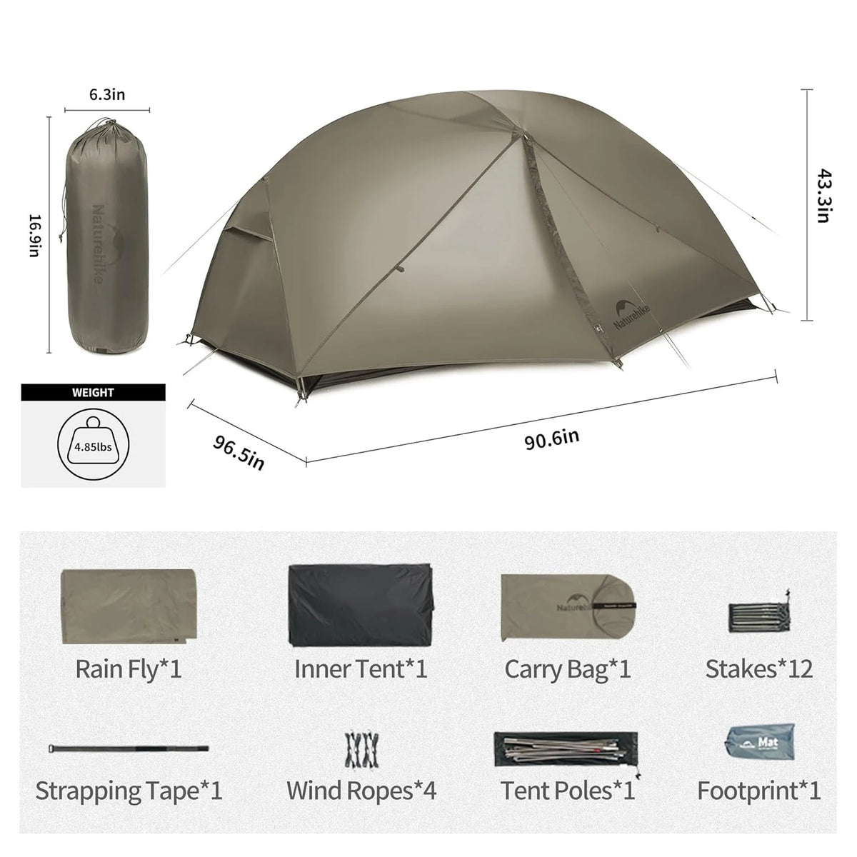 Naturehike Mongar Pro Ultralight Waterproof Backpacking Camping Tent
