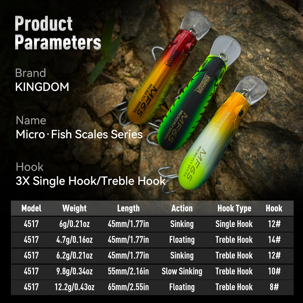 Kingdom Sinking Floating Minnow Fishing Lures for Seabass and Trout