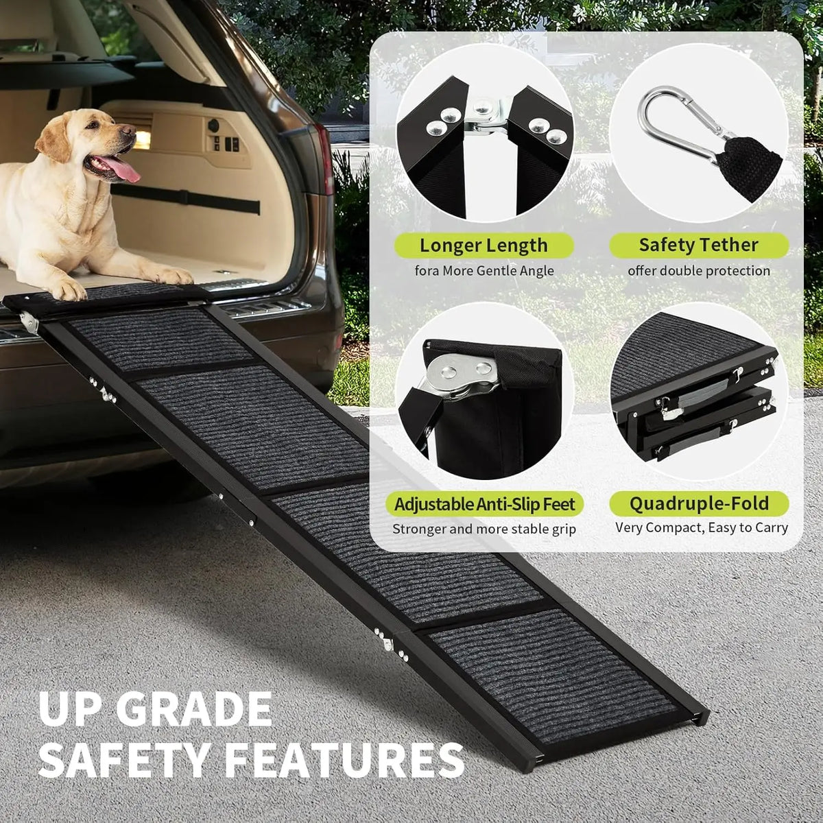 HiMISS Folding Portable Non Slip Car Ramp for Pets