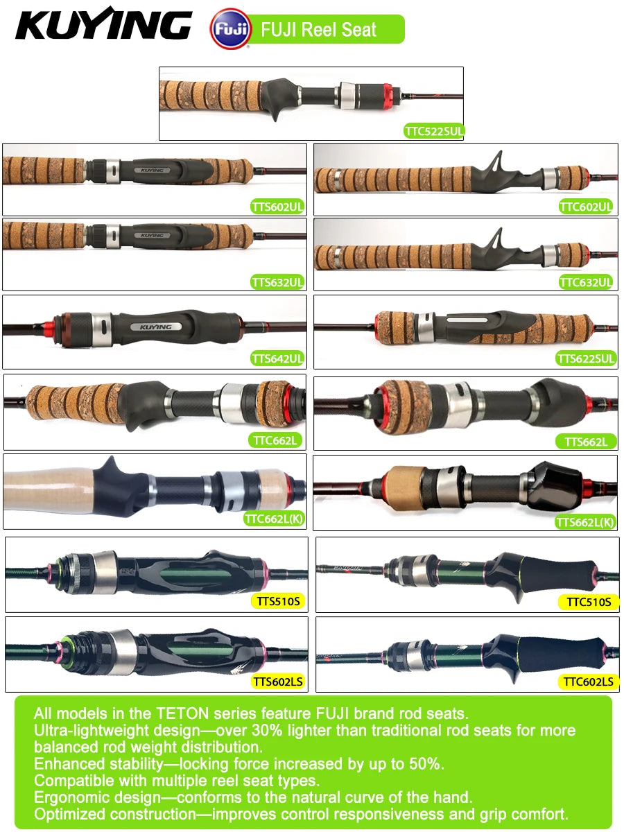 KUYING TETON Carbon Spinning And Casting Fishing Lure Rod