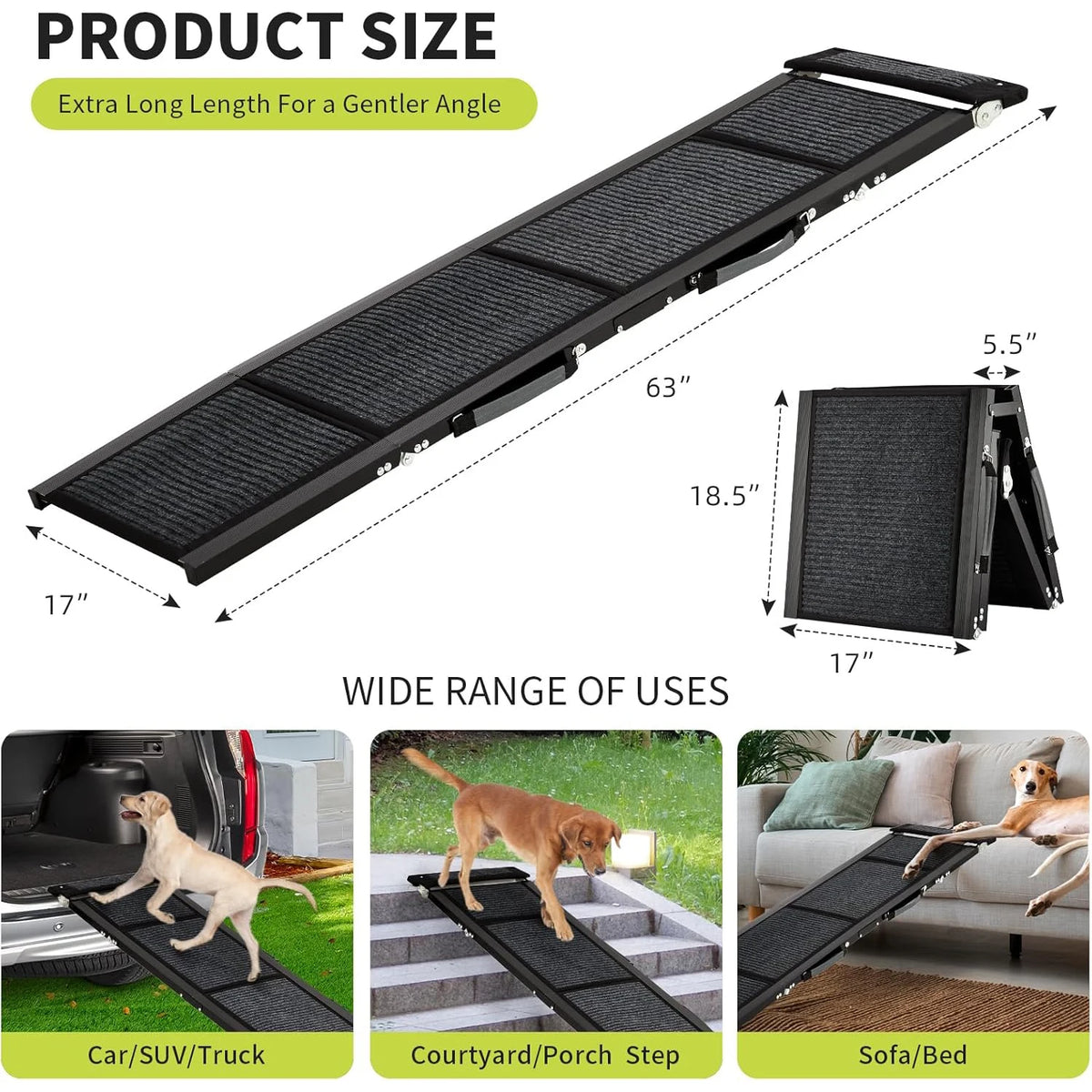 HiMISS Folding Portable Non Slip Car Ramp for Pets
