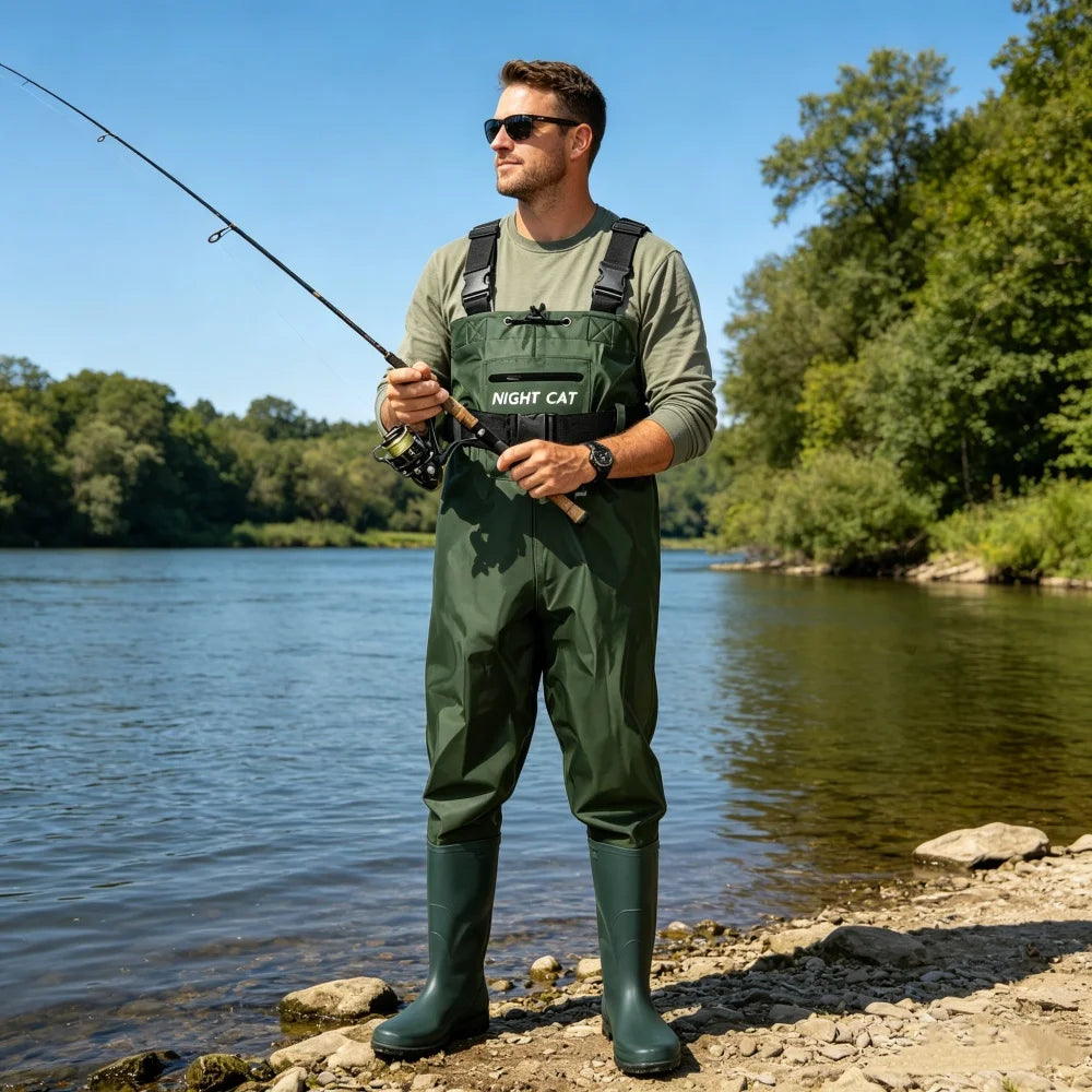 Night Cat Waterproof Breathable Chest Waders With Boots for Fishing and Hunting