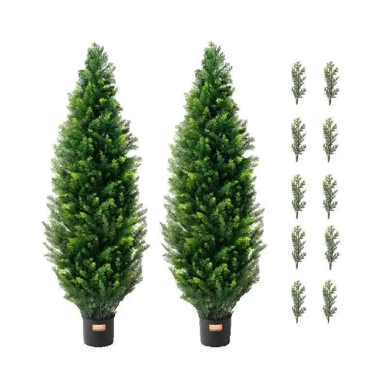 SucceBuy Artificial Cedar Topiary Trees for Home and Outdoor Decor