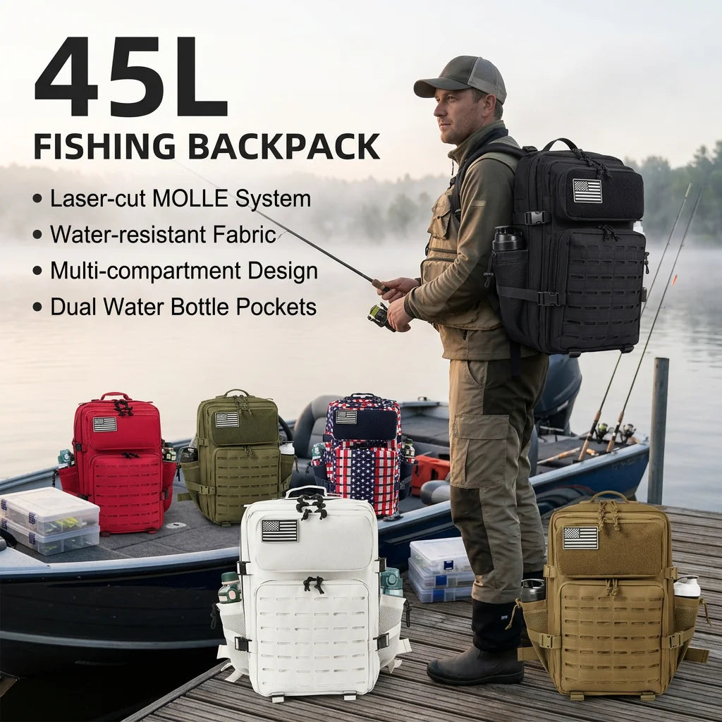 ReFire Gear Tactical Fishing Backpack With MOLLE Webbing System Outdoor Use