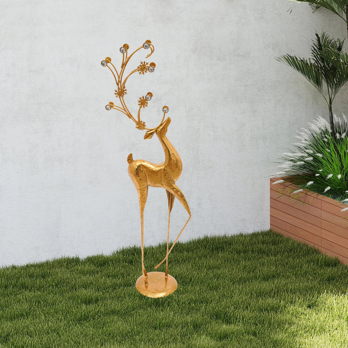 Metal Deer Figurine Statue for Elegant Indoor Holiday Decor