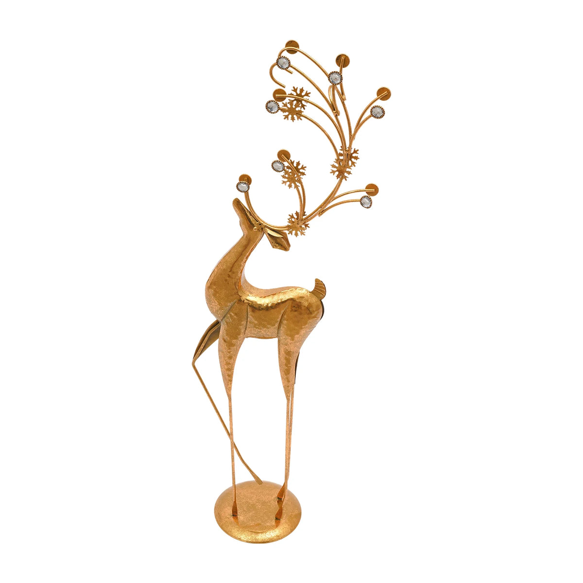 Metal Deer Figurine Statue for Elegant Indoor Holiday Decor