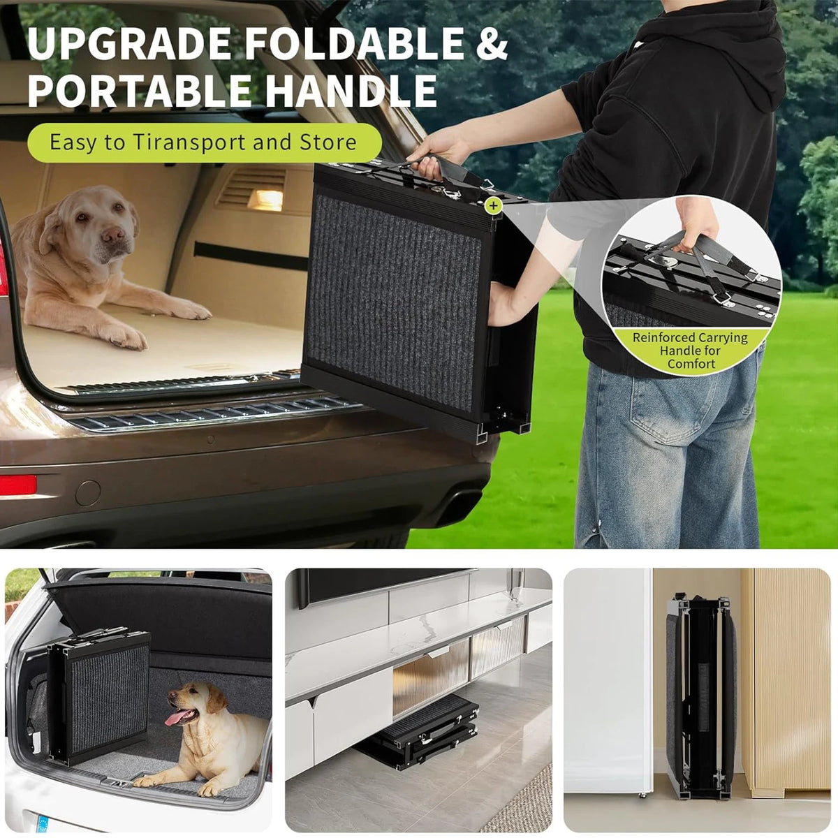 HiMISS Folding Portable Non Slip Car Ramp for Pets