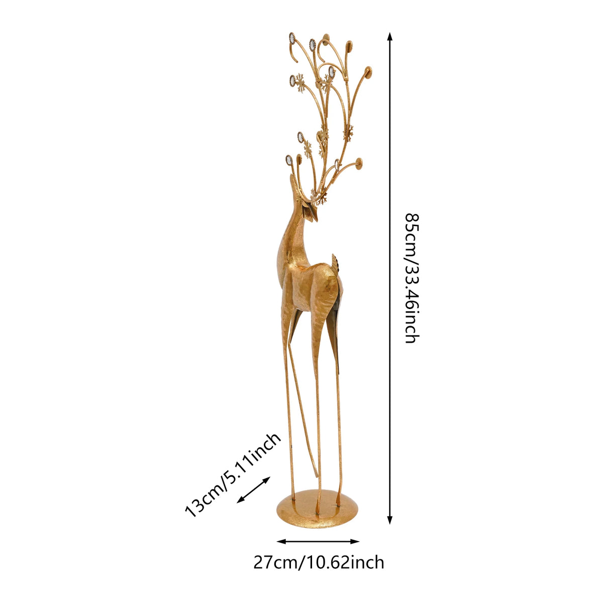 Metal Deer Figurine Statue for Elegant Indoor Holiday Decor
