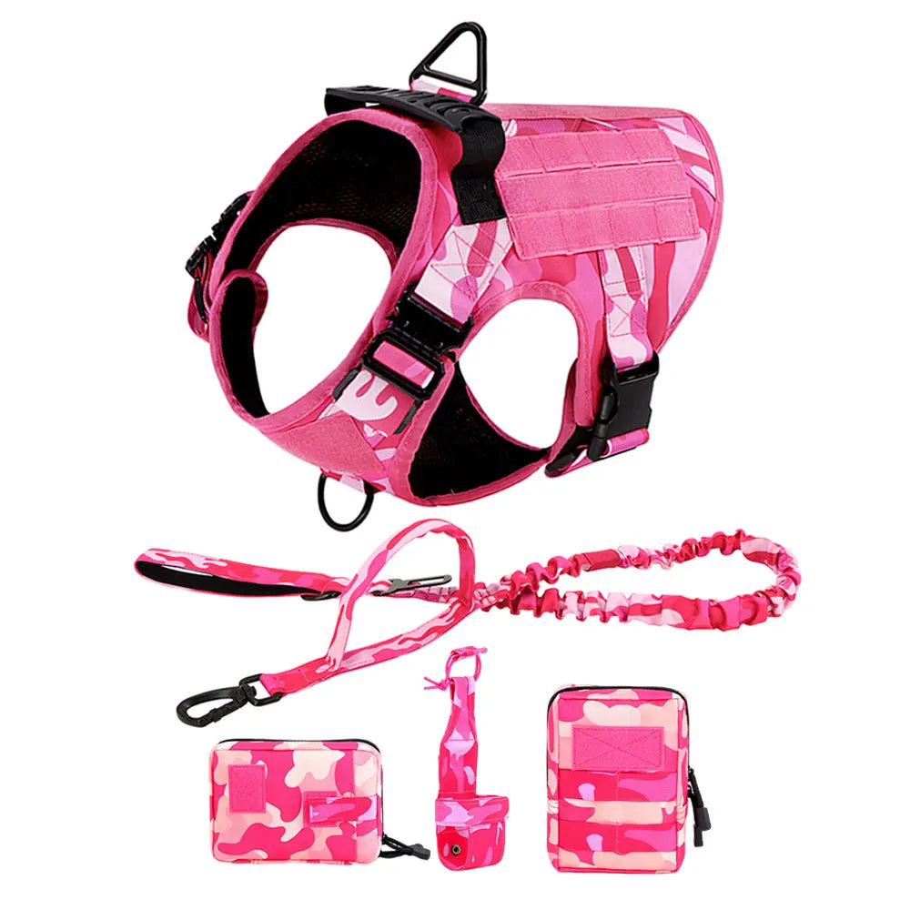 Adjustable Padded Tactical Dog Harness With Quick Release Buckle