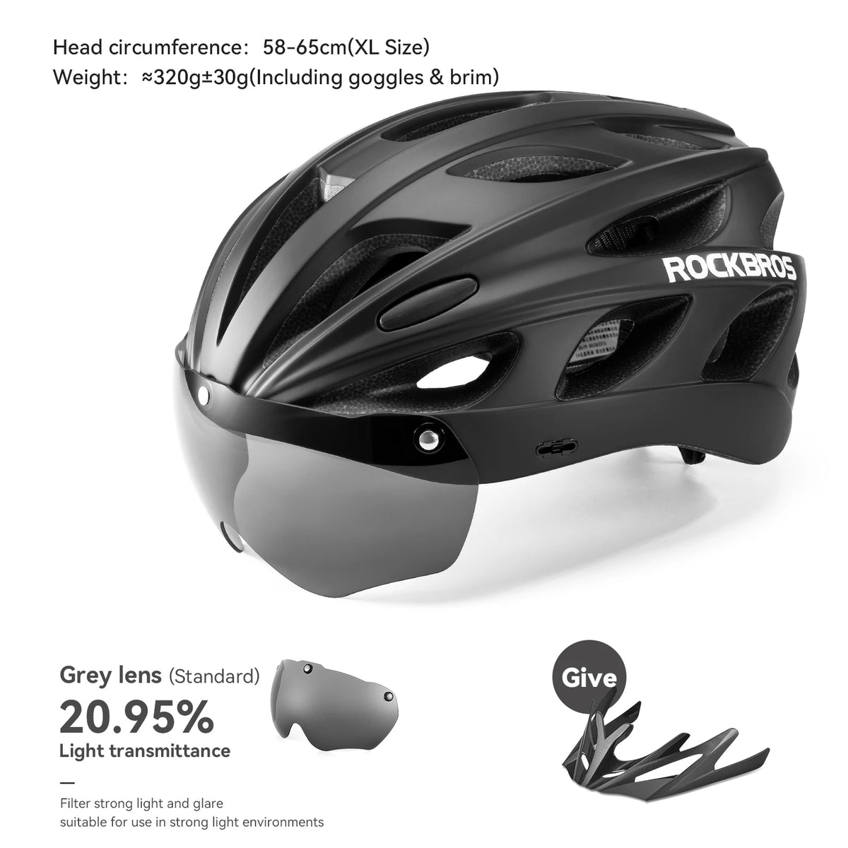 ROCKBROS Lightweight Cycling Helmet With Integrated Goggles For MTB