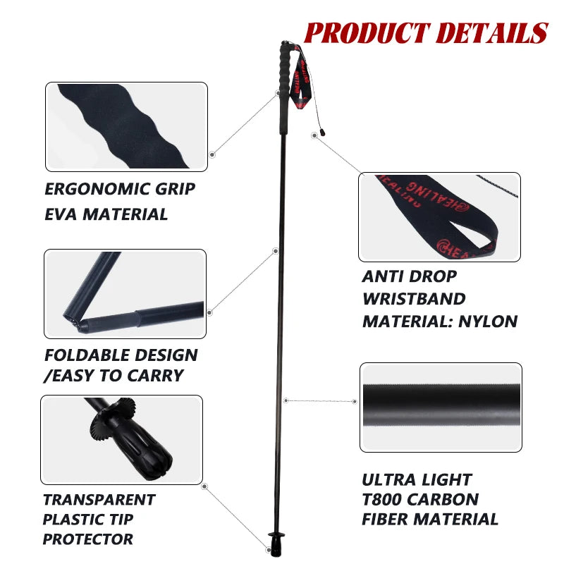 OKHEALING Carbon Fiber Folding Trekking Poles for Hiking and Camping