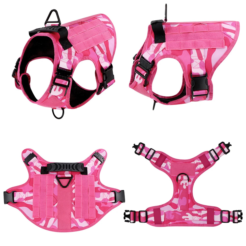 Adjustable Padded Tactical Dog Harness With Quick Release Buckle