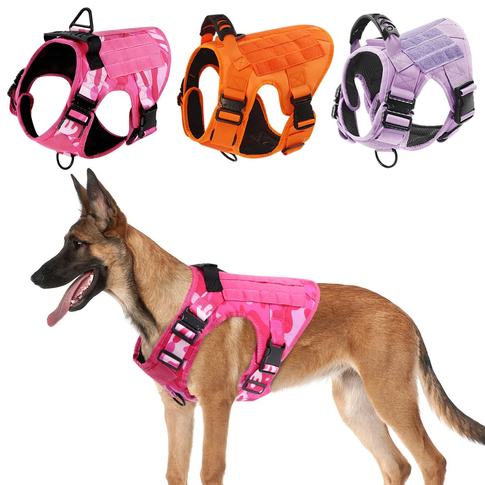 Adjustable Padded Tactical Dog Harness With Quick Release Buckle