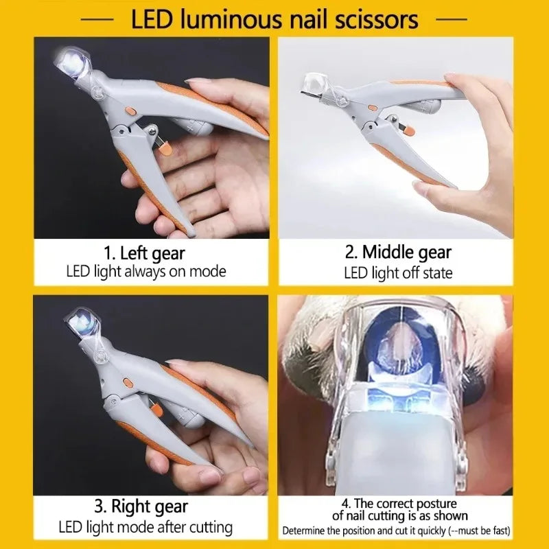 LED Pet Nail Clippers For Cats And Dogs Safe Trimming Tool