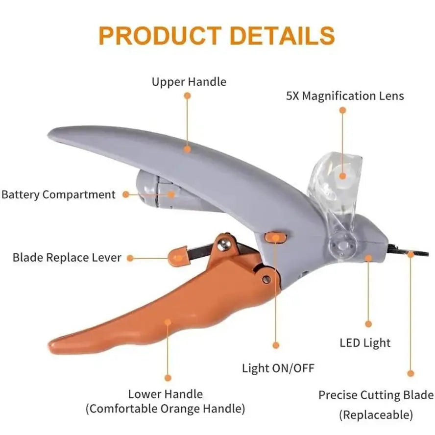 LED Pet Nail Clippers With Light For Safe Grooming