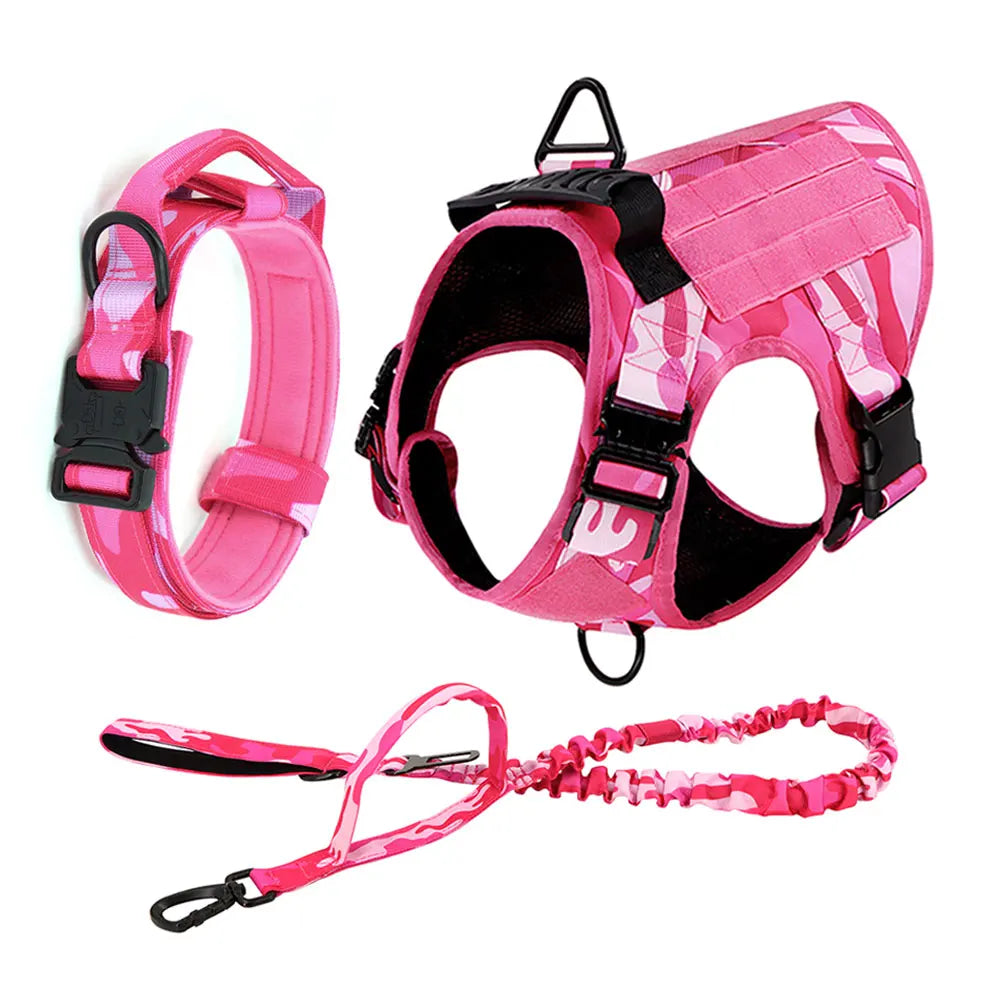 Adjustable Padded Tactical Dog Harness With Quick Release Buckle