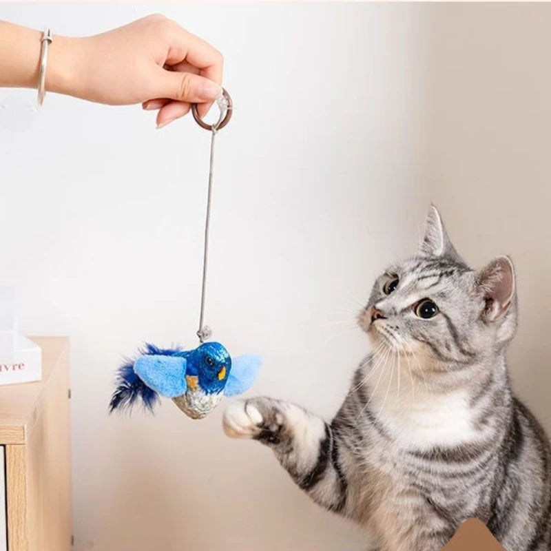 Wall Mounted Sound Activated Plush Bird Catnip Toy for Cats