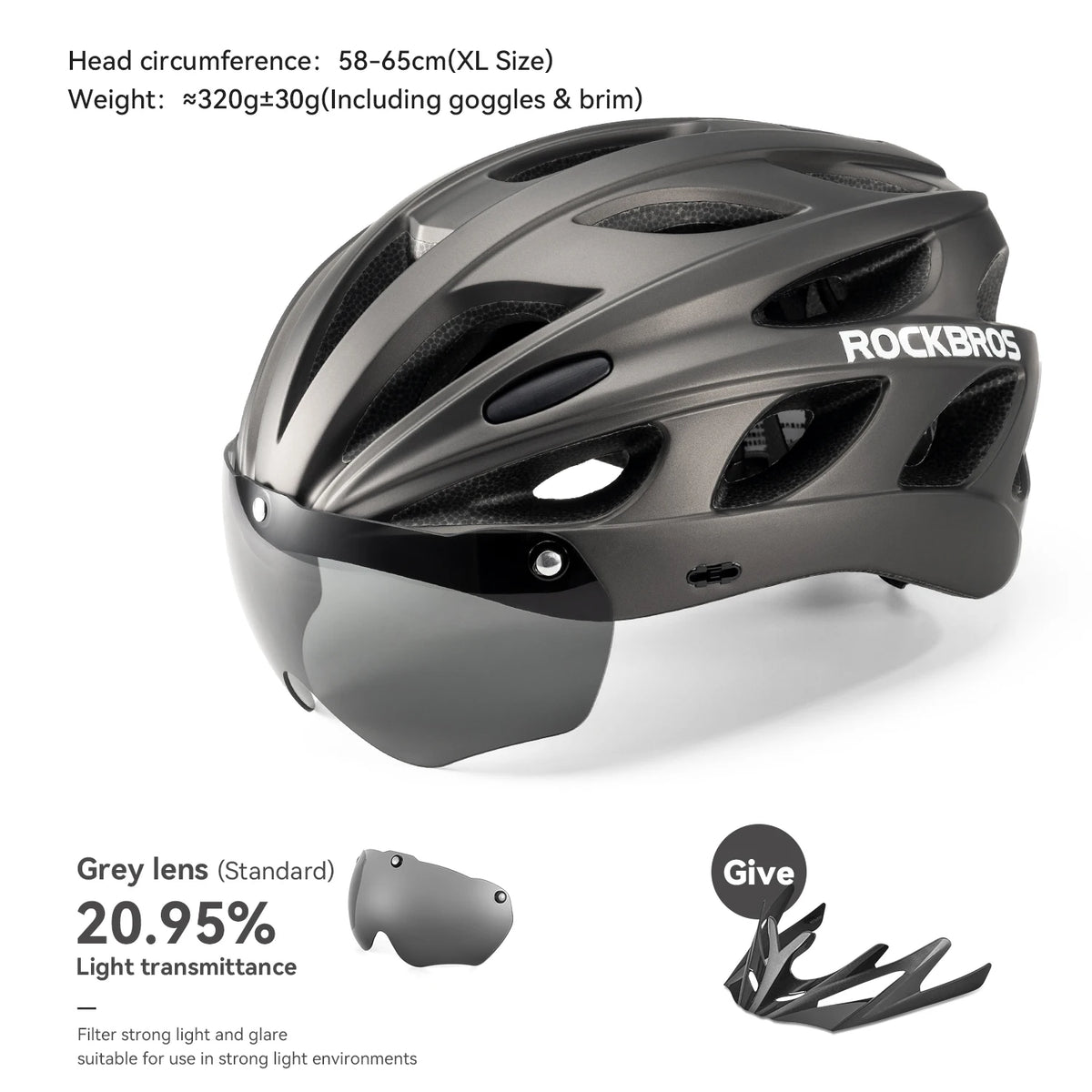 ROCKBROS Lightweight Cycling Helmet With Integrated Goggles For MTB