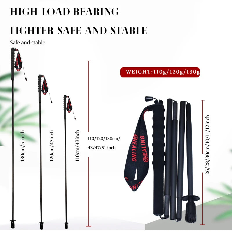 OKHEALING Carbon Fiber Folding Trekking Poles for Hiking and Camping