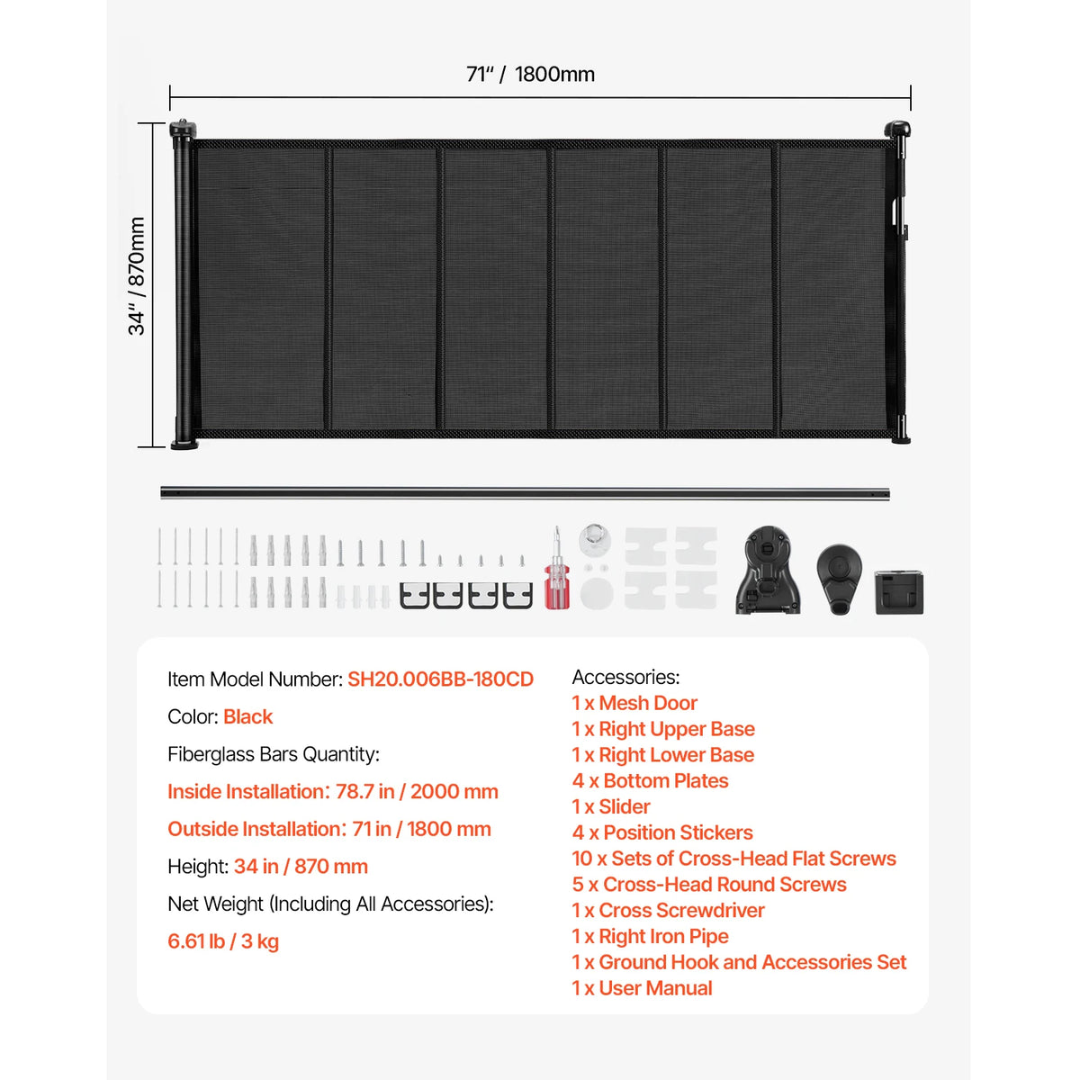 SucceBuy Retractable Safety Gate for Babies, Children and Pets