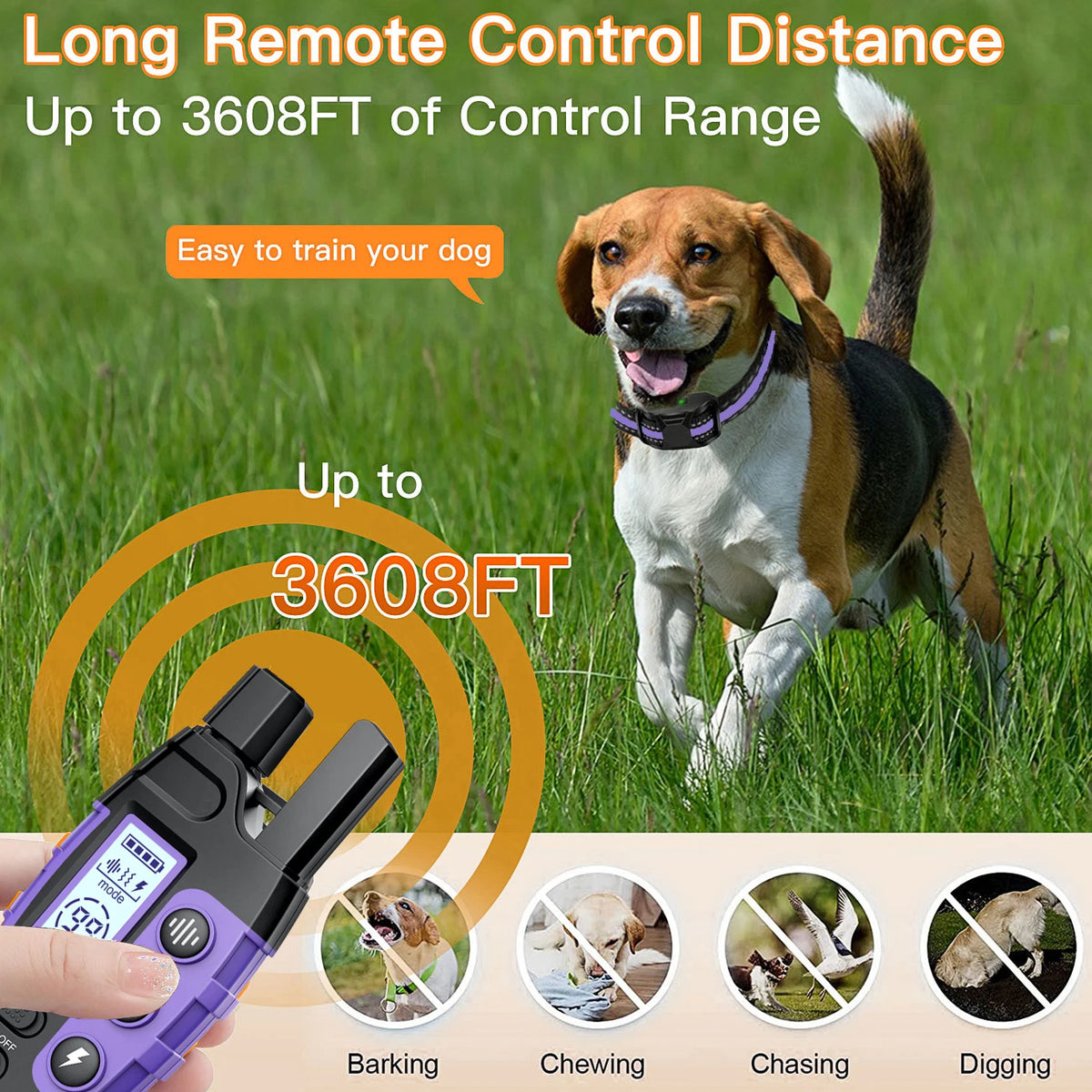 WXRPET Waterproof Remote Dog Training Collar With Vibration And Beep