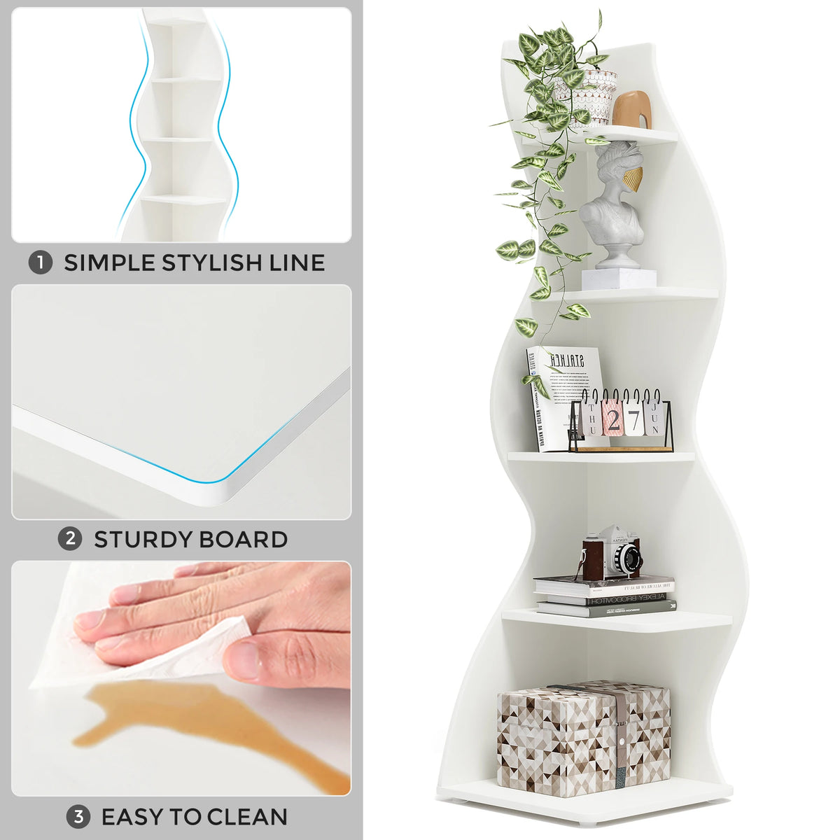 Tribesigns Modern Five Tier Corner Bookshelf And Plant Stand