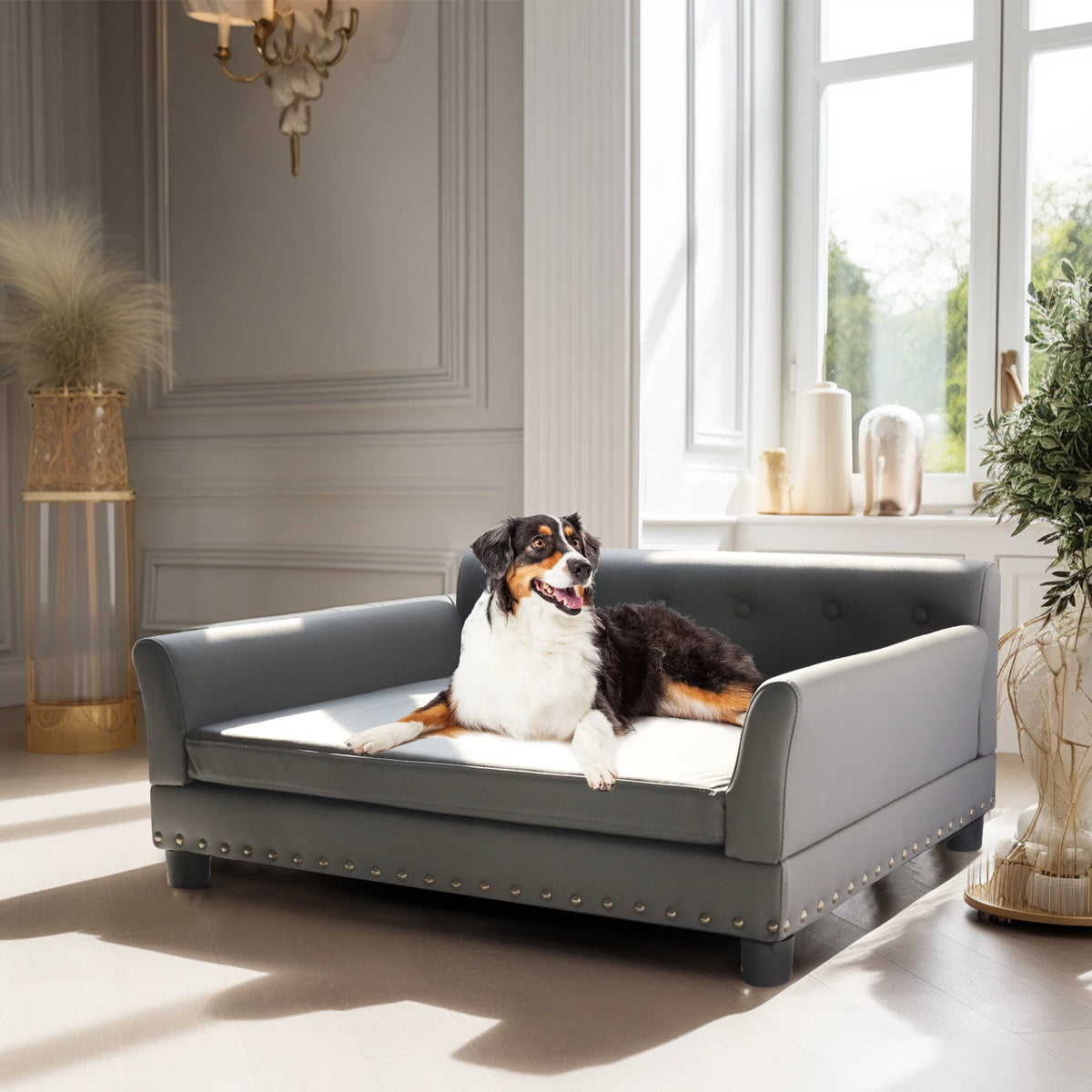 BINGOPAW Durable Elevated Dog Sofa Bed With Waterproof Leather Comfort