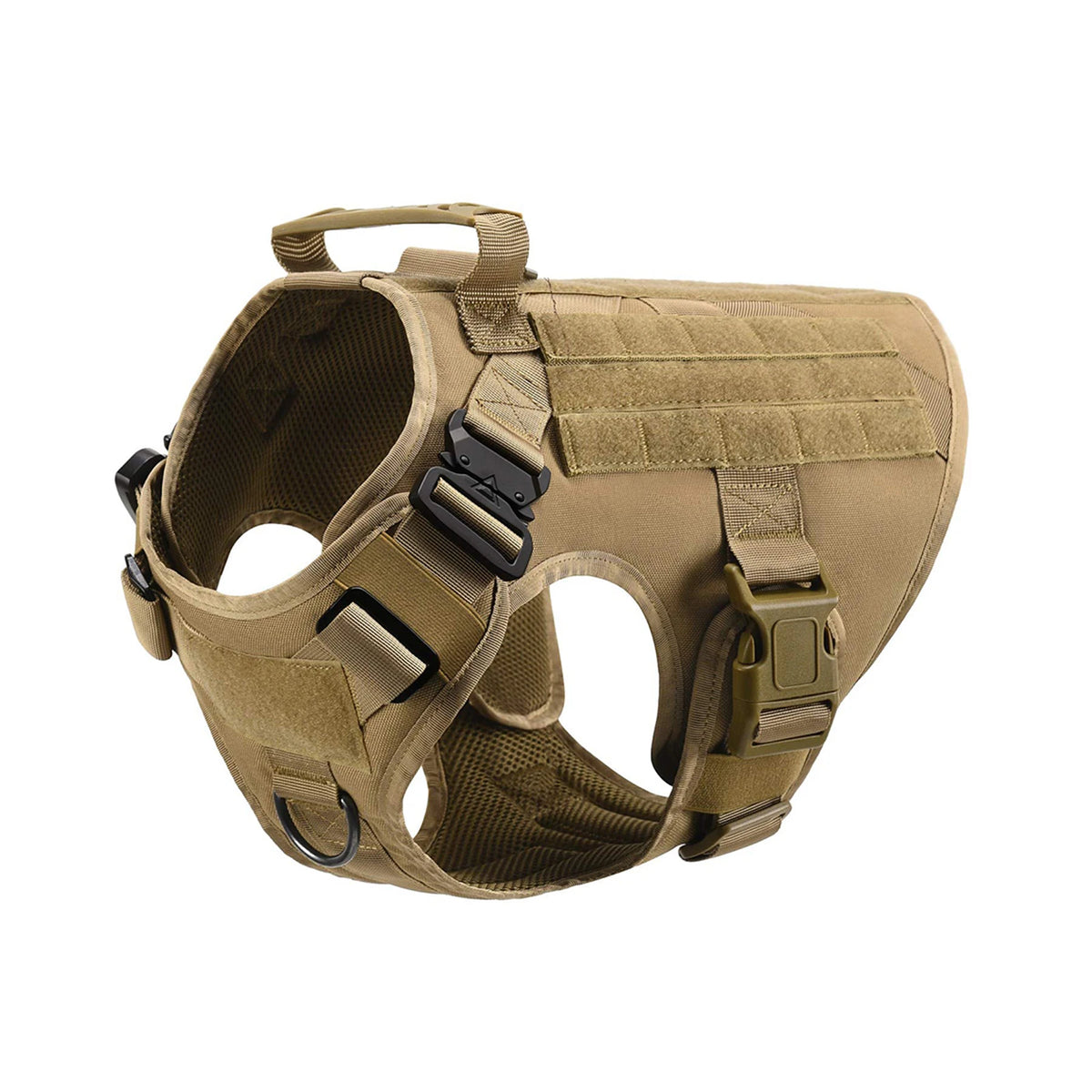 PETRAVEL Tactical Dog Harness With Molle Pouches Collar And Leash