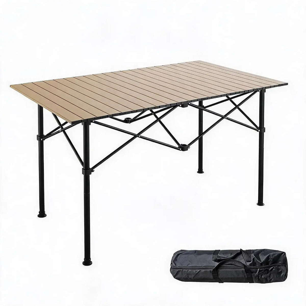 Folding Camping Table, Portable Aluminum Roll Up Table with Carrying Bag – Lightweight Waterproof Outdoor Picnic BBQ Patio Table for Camping, Beach, Backyard, Travel 