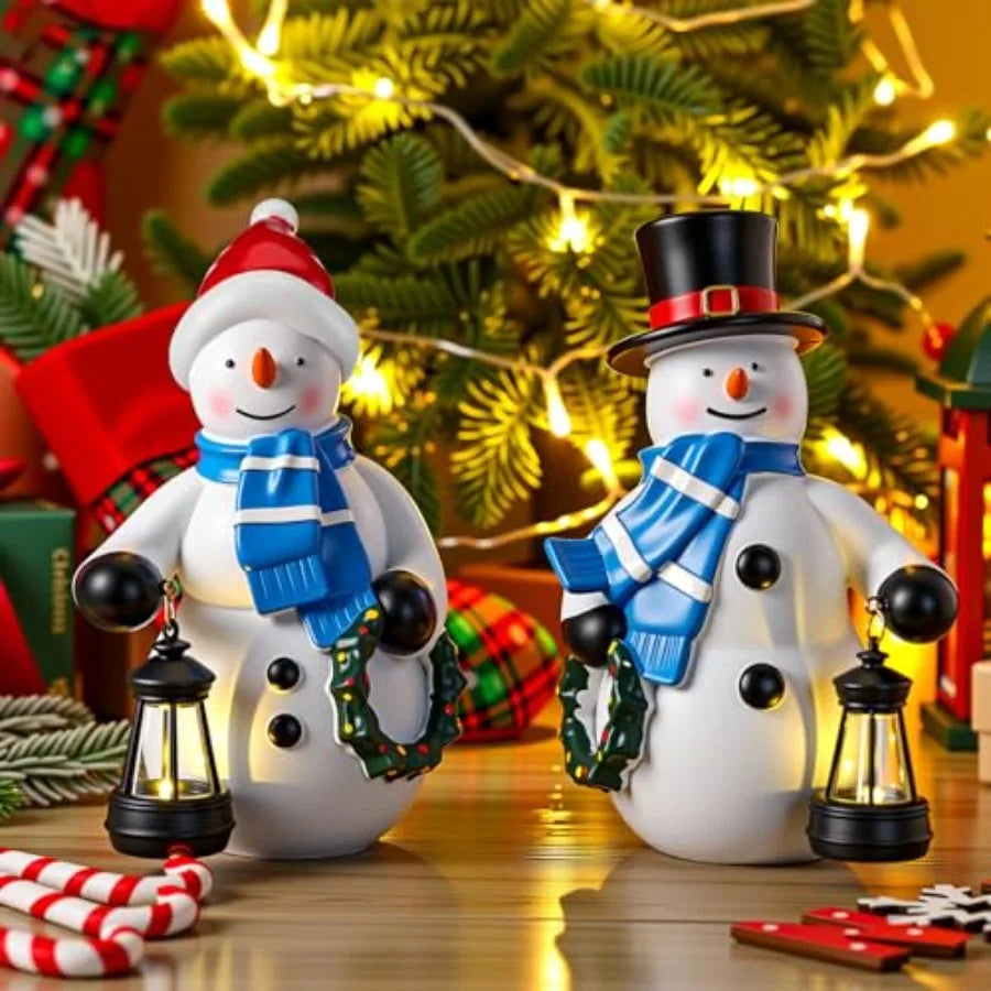 Solar Winter Garden Statue With Lantern Lights Outdoor Figurine