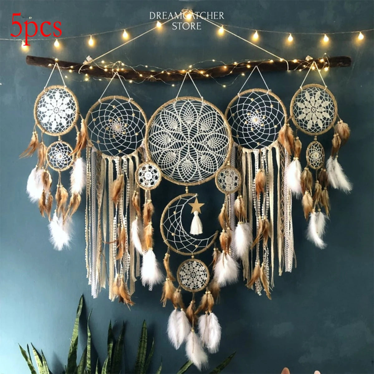 Handcrafted Moon Dream Catcher Bohemian Wall Decoration for Sweet Dreams