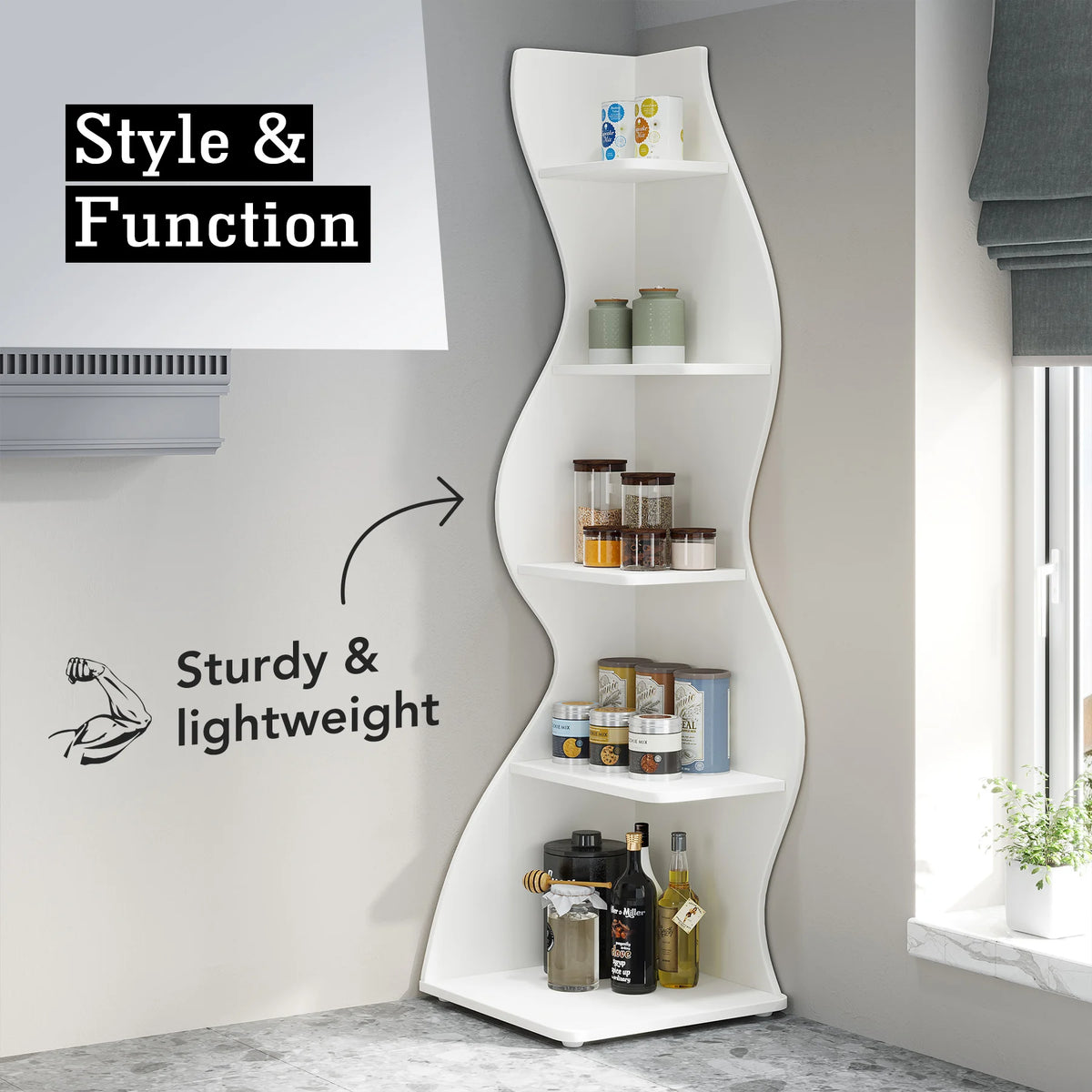 Tribesigns Modern Five Tier Corner Bookshelf And Plant Stand