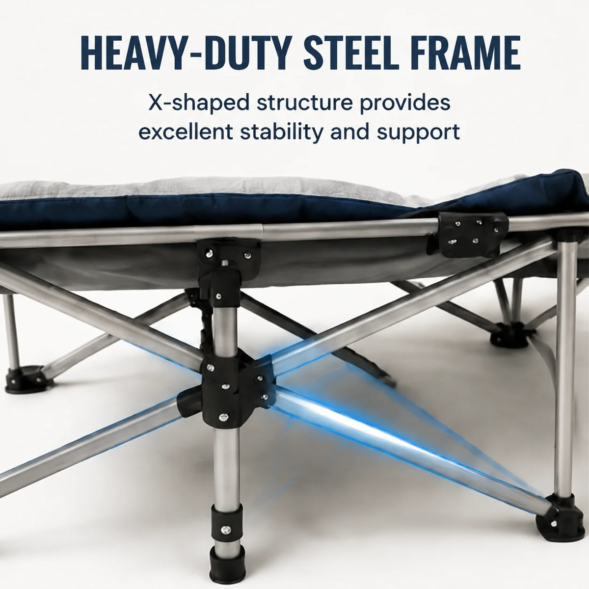 Portable Folding Camping Cot With Thick Padded Mattress For Adults