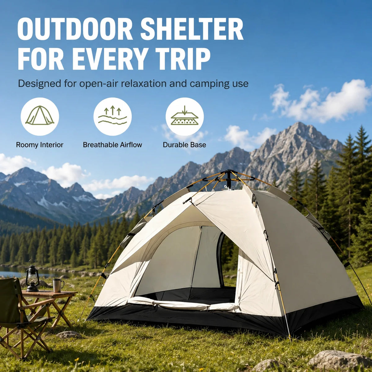 TRIBENEST Automatic Pop Up Camping Tent for Outdoor Family Adventures