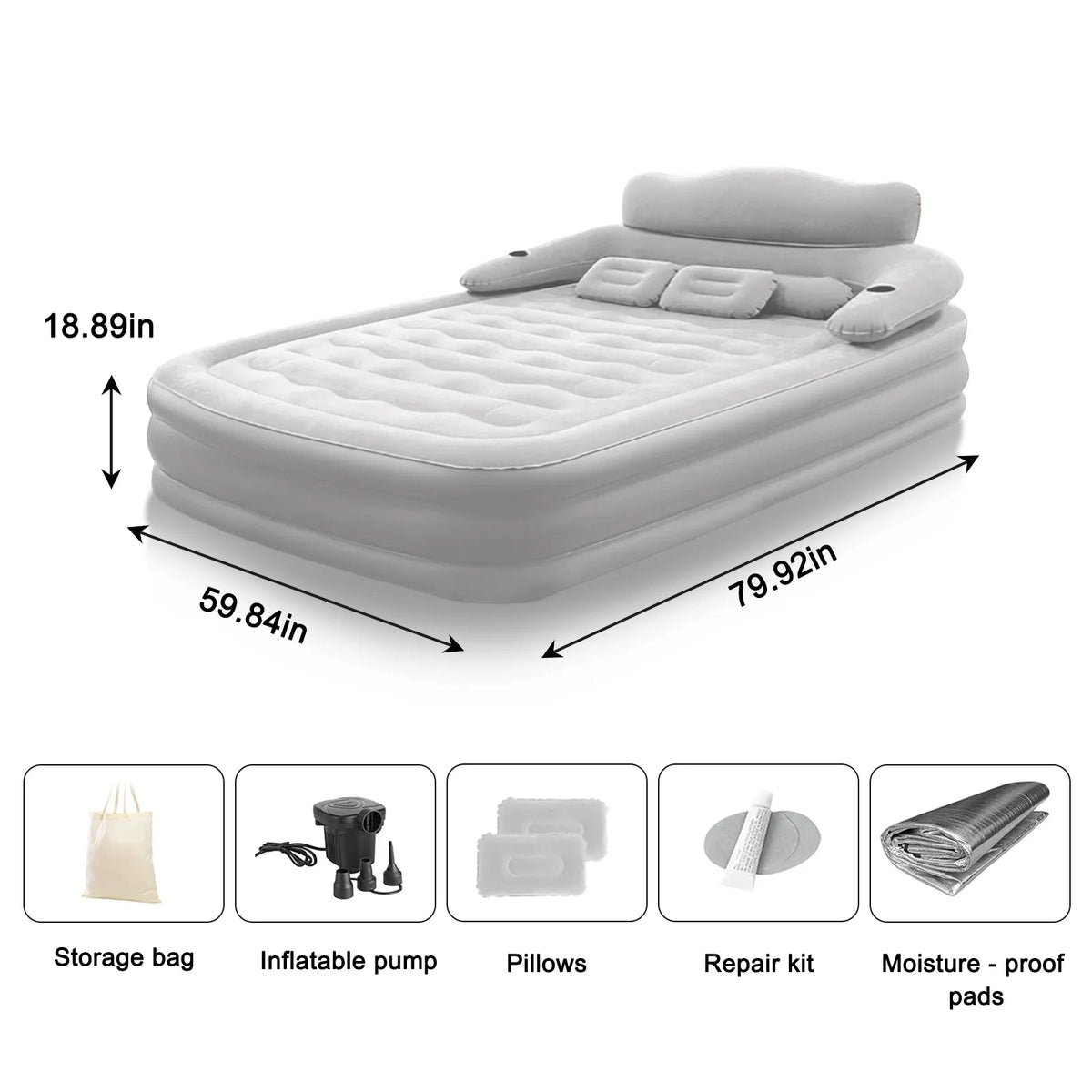 Built In Pump Inflatable Camping Mattress for Two Thickened PVC