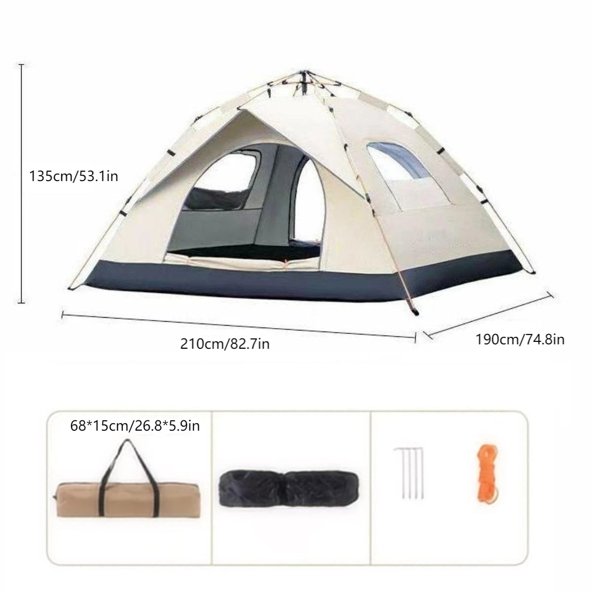 Pakicetus Automatic Camping Tent With Sunshade And Two Doors